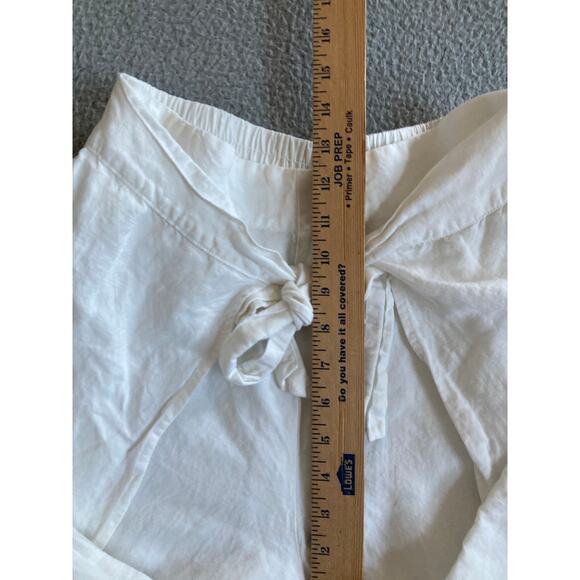 A New Day Pants Large Linen Wrap Cropped Stretch Pull On White Boho Beach L - Picture 14 of 16